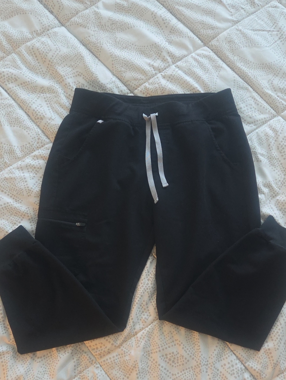 Figs Black Jogger Pants with White Drawstring